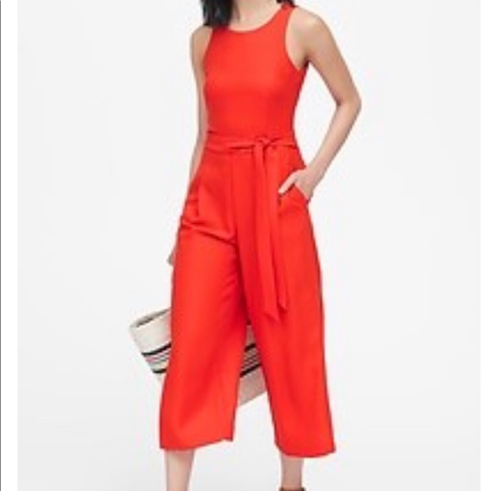Cropped wide leg jumpsuit